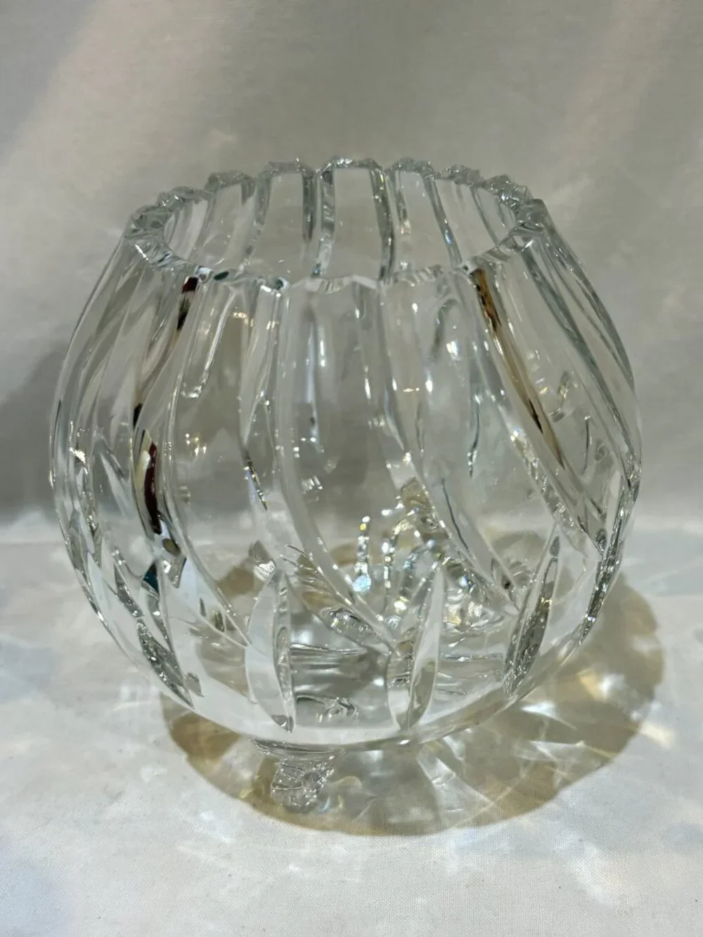 VTG 3-Footed Crystal Rose Bowl Sawtooth Edge